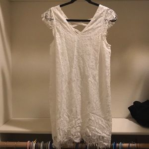 Red Dress Boutique White Lace Cap Sleeve Dress